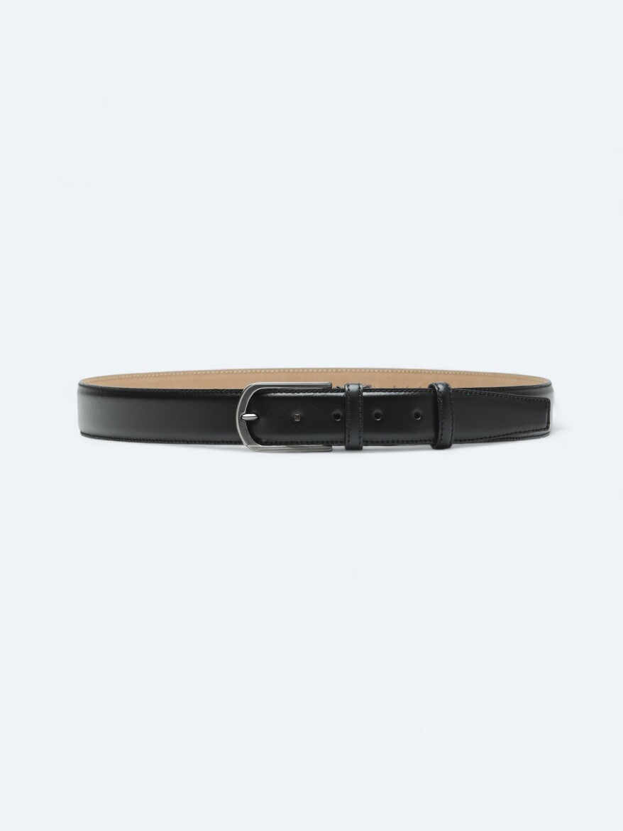 Black %100 Leather Belt - KİP