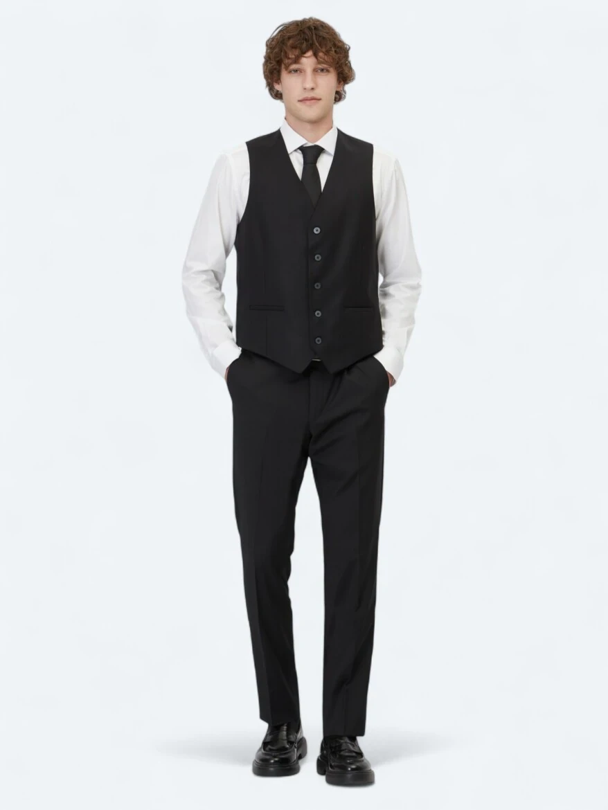 Black Butterfly Collar Classical Waistcoat - 2