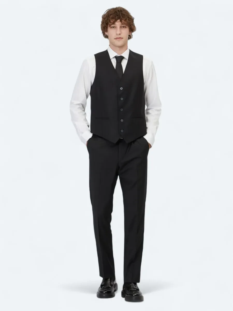 Black Butterfly Collar Classical Waistcoat - 2