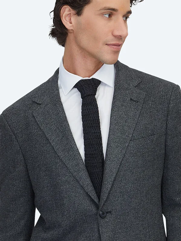 Black Checkered Modern Fit Cotton Blended Jacket - 4