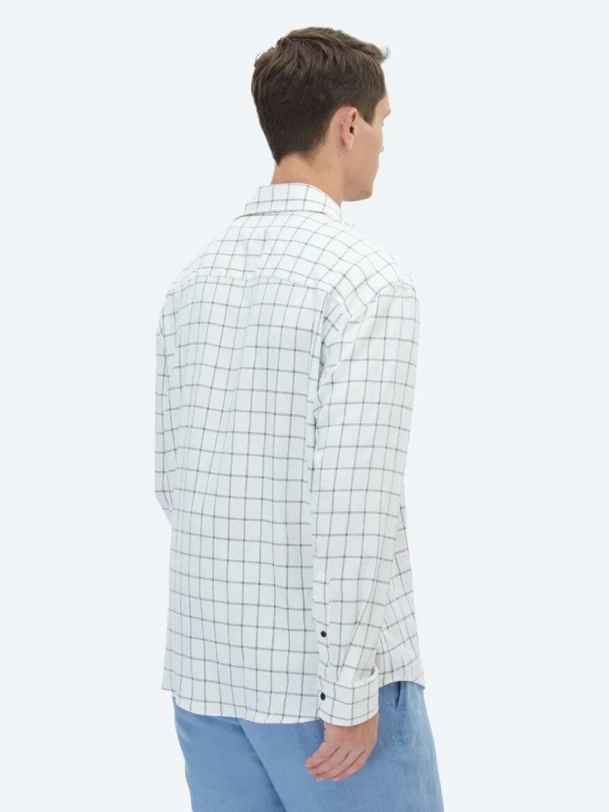 Black Checkered Oversize Fit Weaving Casual Shirt - 4