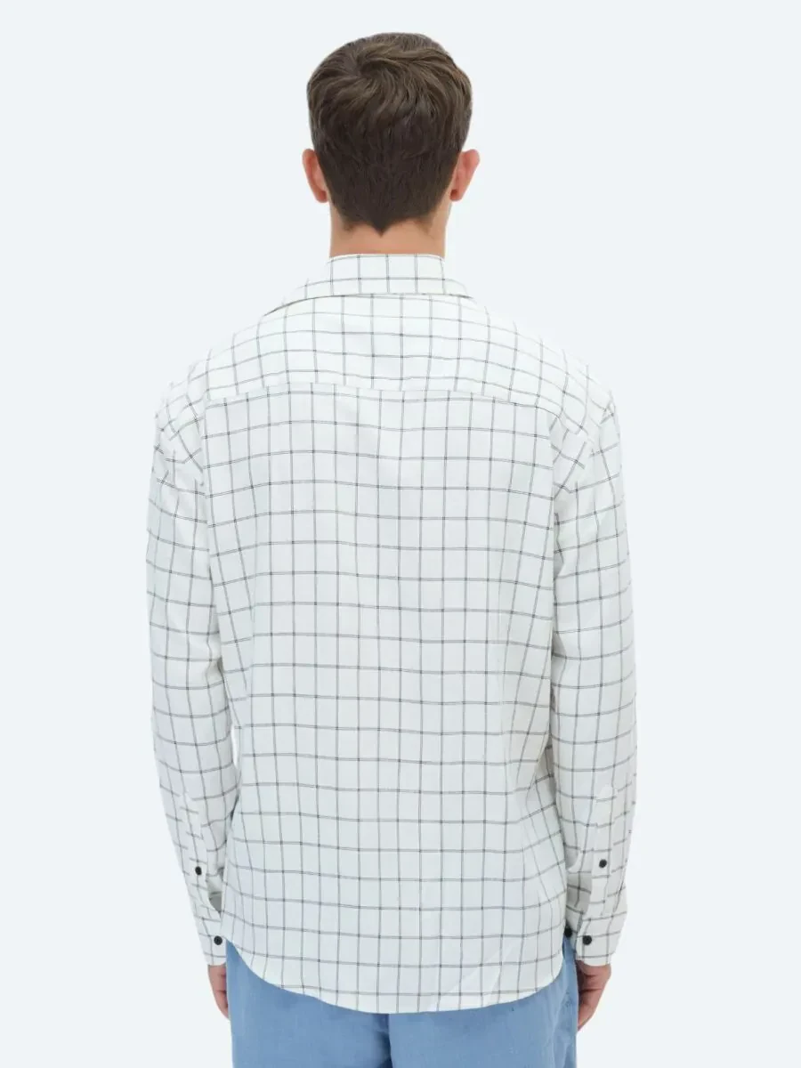 Black Checkered Oversize Fit Weaving Casual Shirt - 5