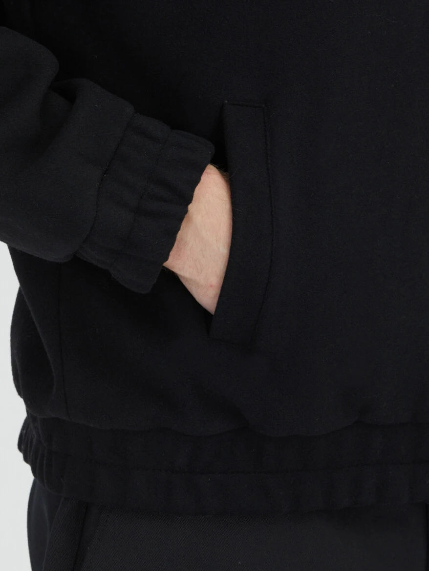 Black Comfort Fit Turtleneck Casual Weaving Coat - 5