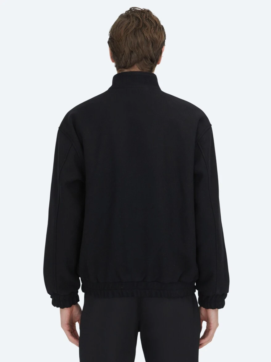 Black Comfort Fit Turtleneck Casual Weaving Coat - 6