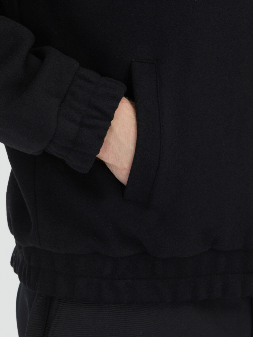 Black Comfort Fit Turtleneck Casual Weaving Coat - 5