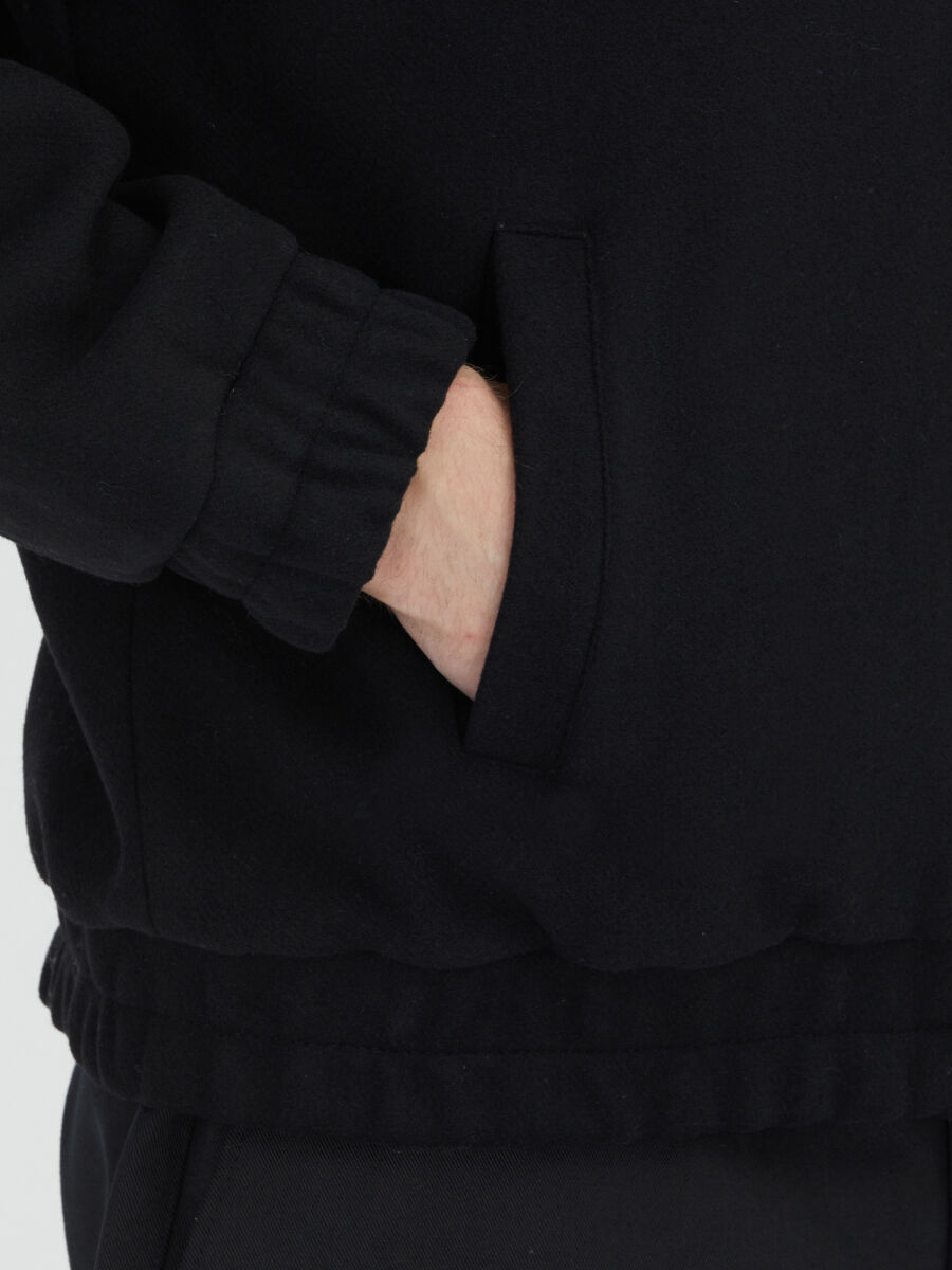 Black Comfort Fit Turtleneck Casual Weaving Coat - 5