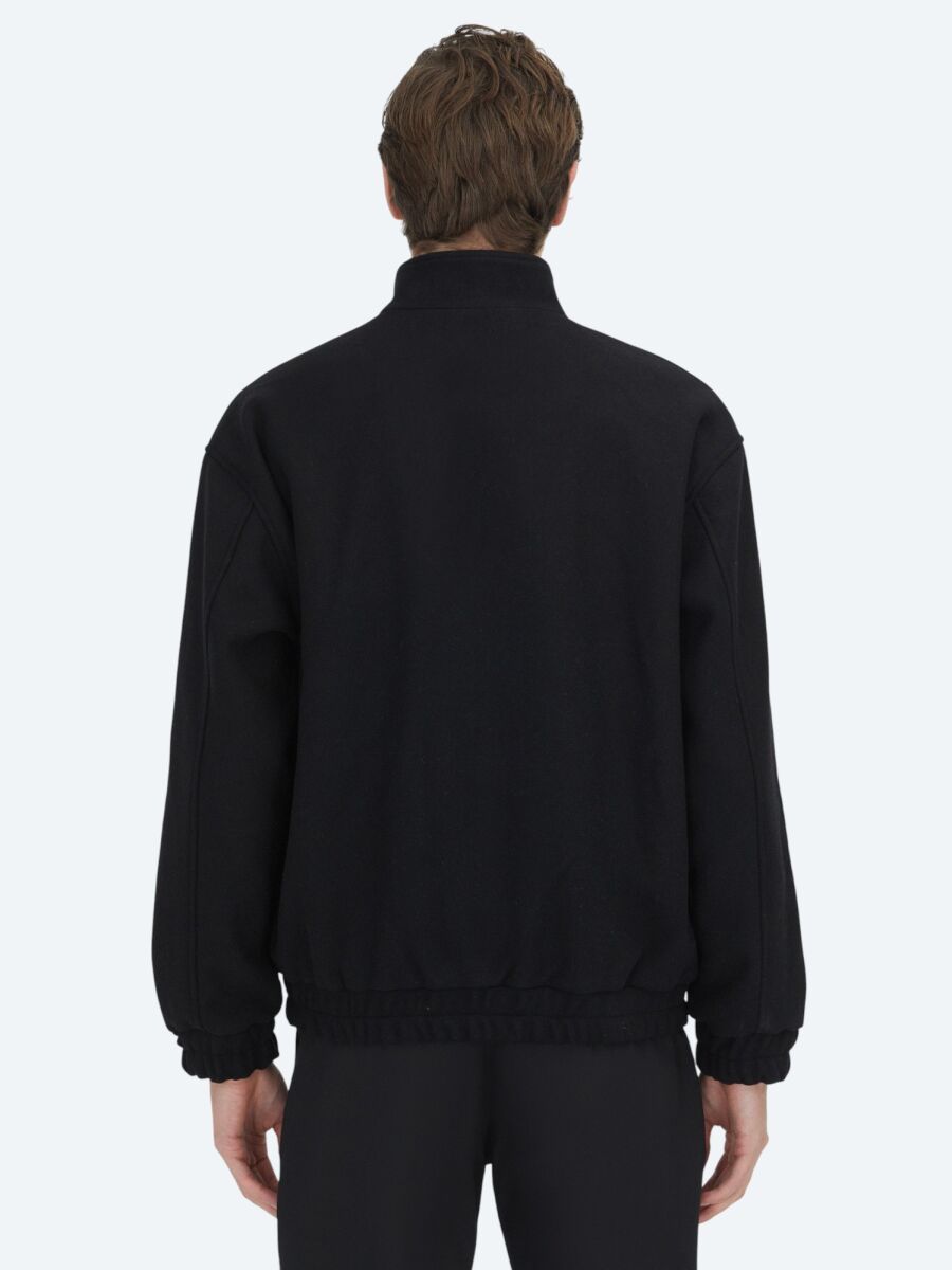 Black Comfort Fit Turtleneck Casual Weaving Coat - 6