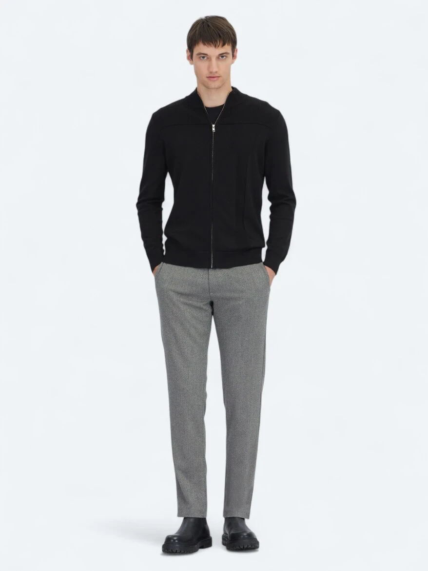 Black Cotton Blended Cardigan - KİP