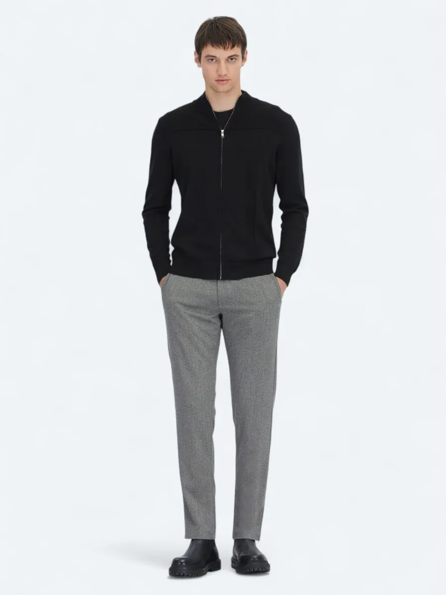 Black Cotton Blended Cardigan - 2