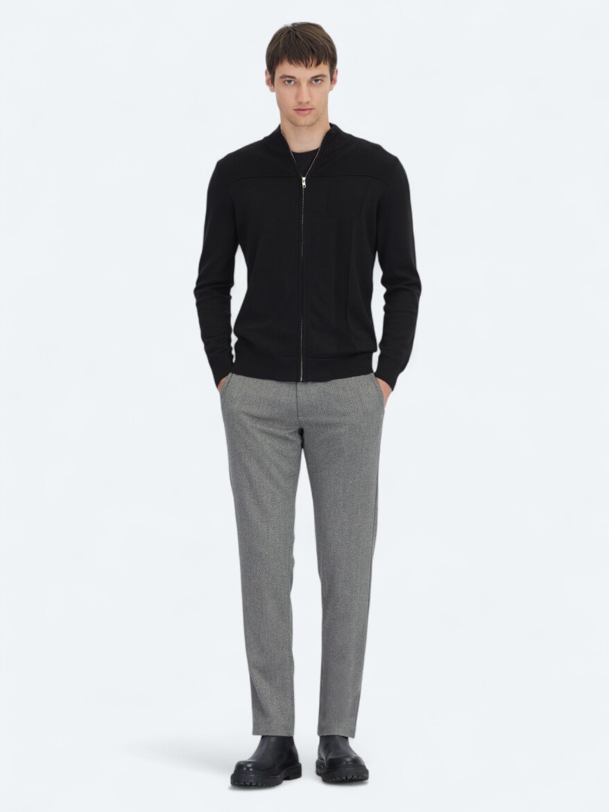 Black Cotton Blended Cardigan - KİP