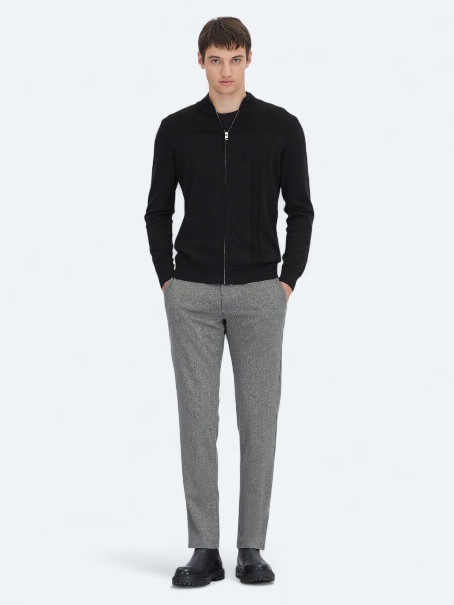 Black Cotton Blended Cardigan - 2