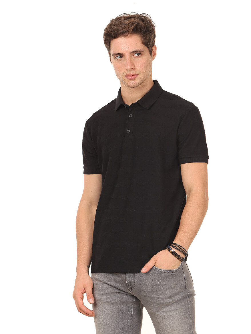 Black Cotton Blended T-Shirt - 1