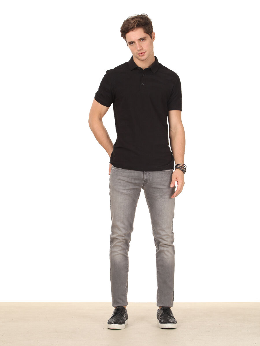 Black Cotton Blended T-Shirt - 3