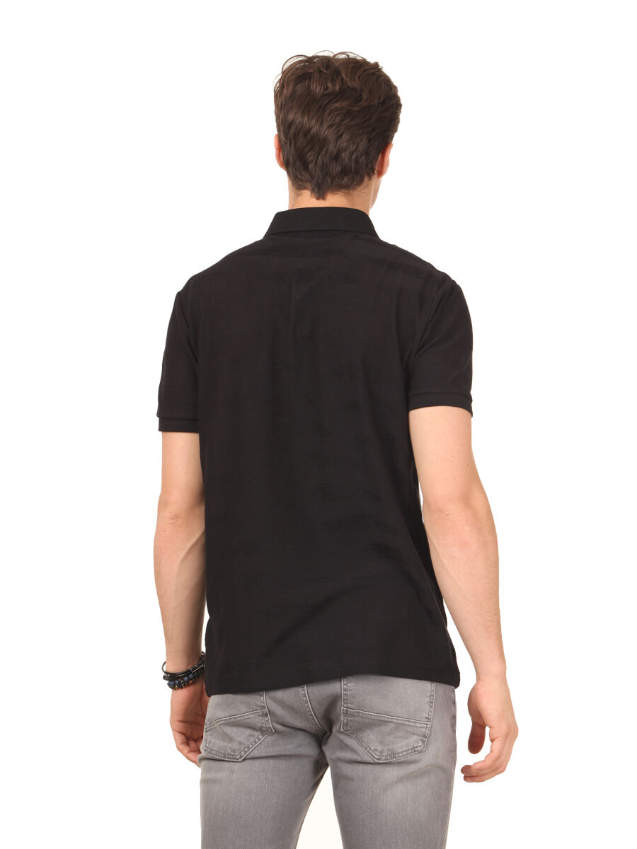 Black Cotton Blended T-Shirt - 4