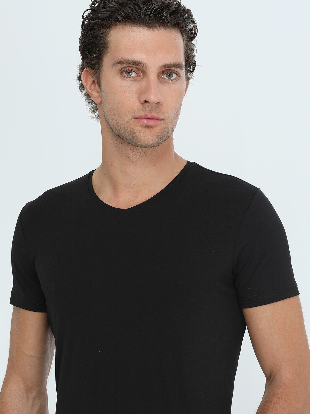 Black Cotton Blended T-Shirt - 3