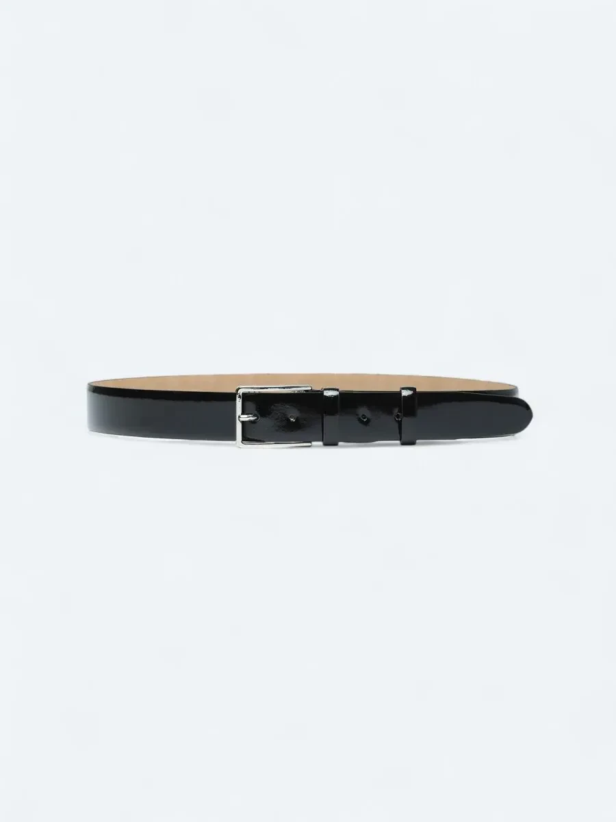Black Cow Leather Belt - 1