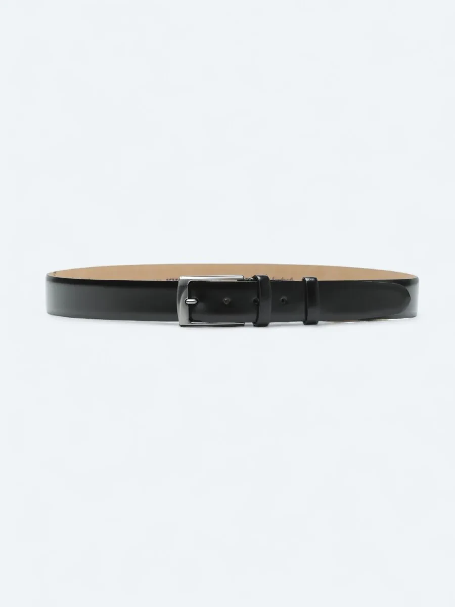 Black Cow Leather Belt - 1