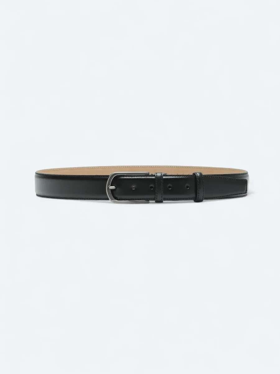 Black Cow Leather Belt - 1