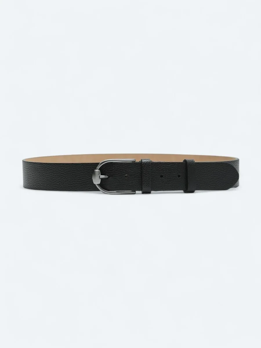 Black Cow Leather Belt - 1