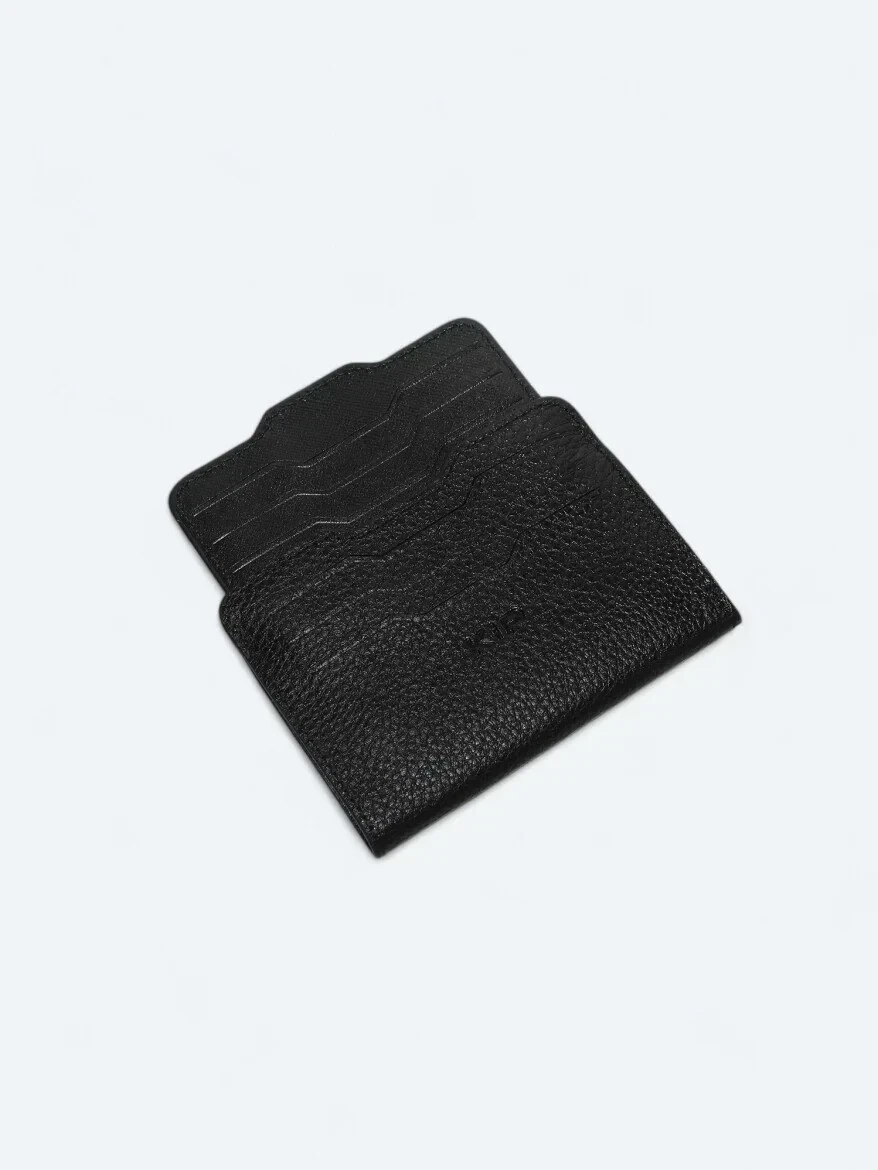 Black Cow Leather Card Holder - 3