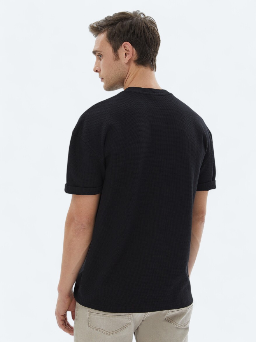 Black Crew Neck 100% Cotton T-Shirt - 5