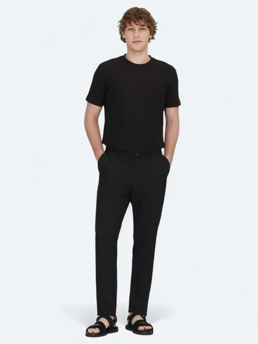 Black Crew Neck 100% Cotton T-Shirt - 2