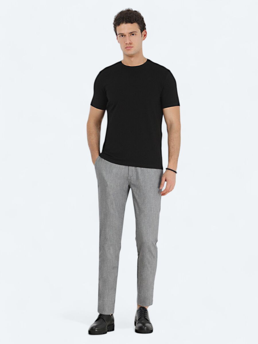 Black Crew Neck Cotton Blended T-Shirt - 2