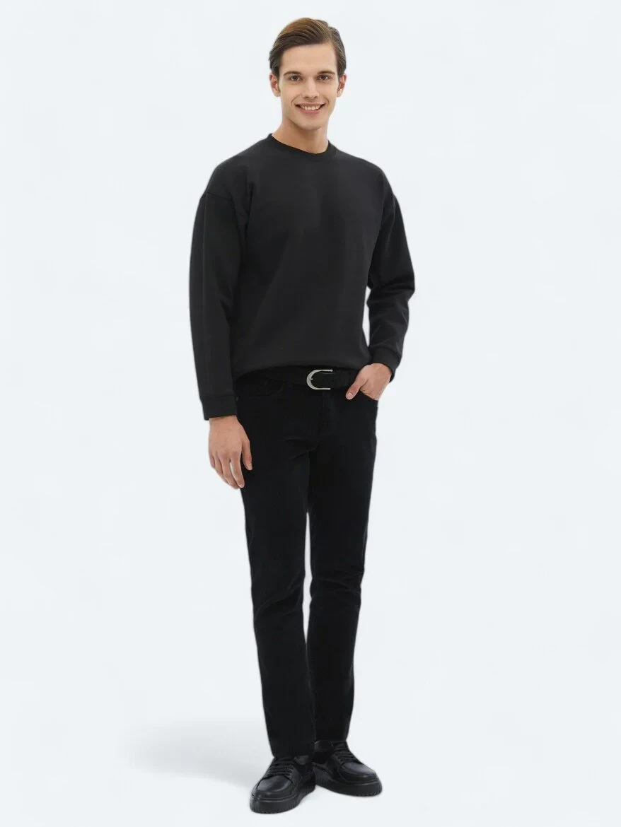 Black Crew Neck Printed Double-Sided Sweatshirt 