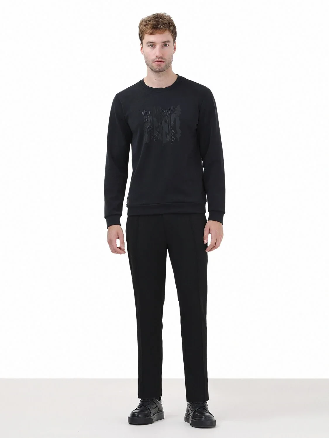 Black Crew Neck Printed Sweatshirt - 2