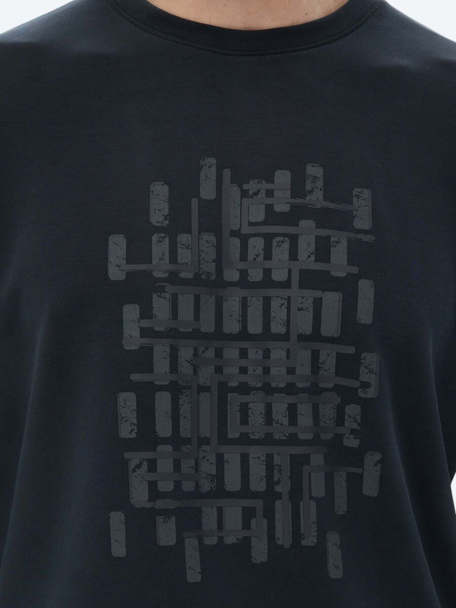 Black Crew Neck Printed Sweatshirt - 5