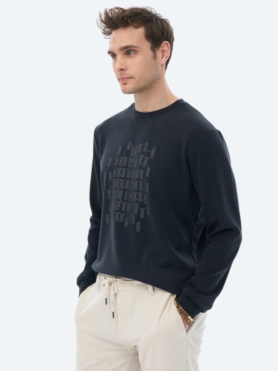 Black Crew Neck Printed Sweatshirt - 7