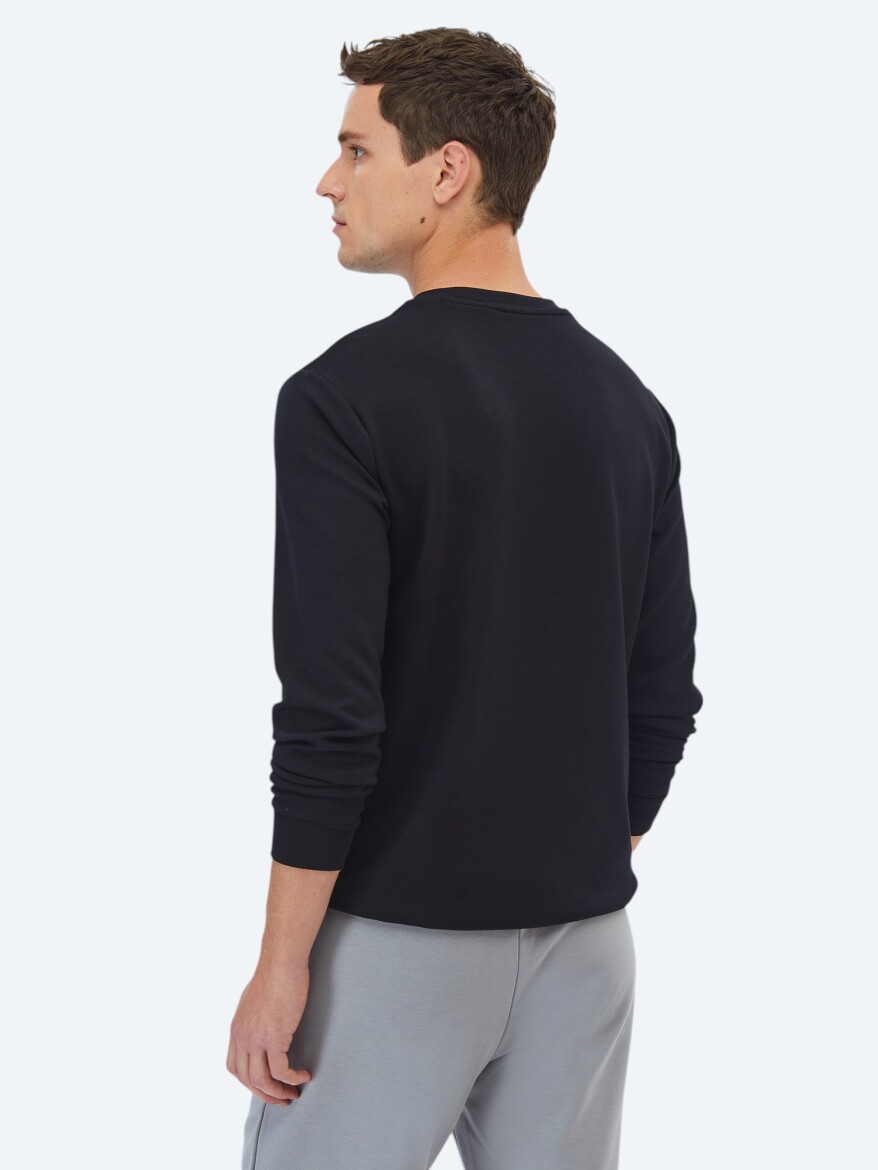 Black Crew Neck Printed Sweatshirt - 6