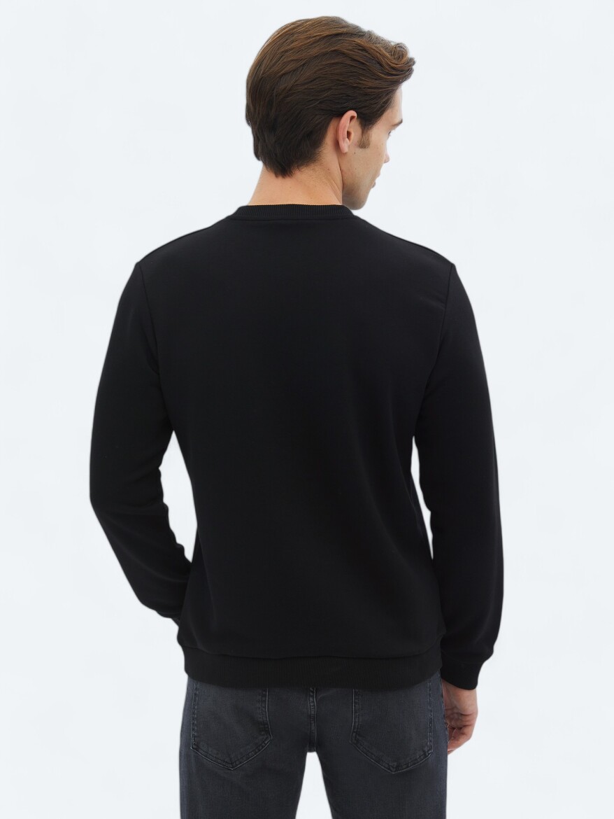 Black Crew Neck Printed Sweatshirt - 6