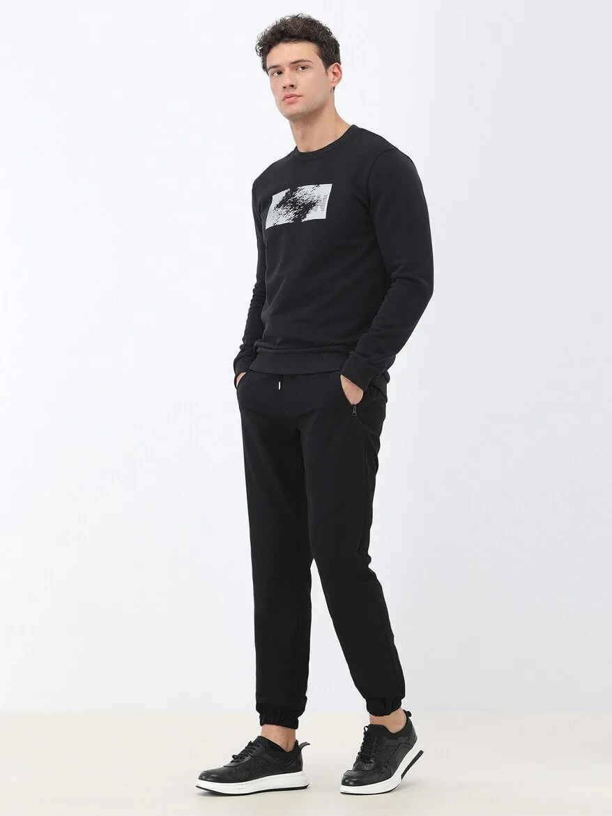 Black Crew Neck Sweatshirt - 2