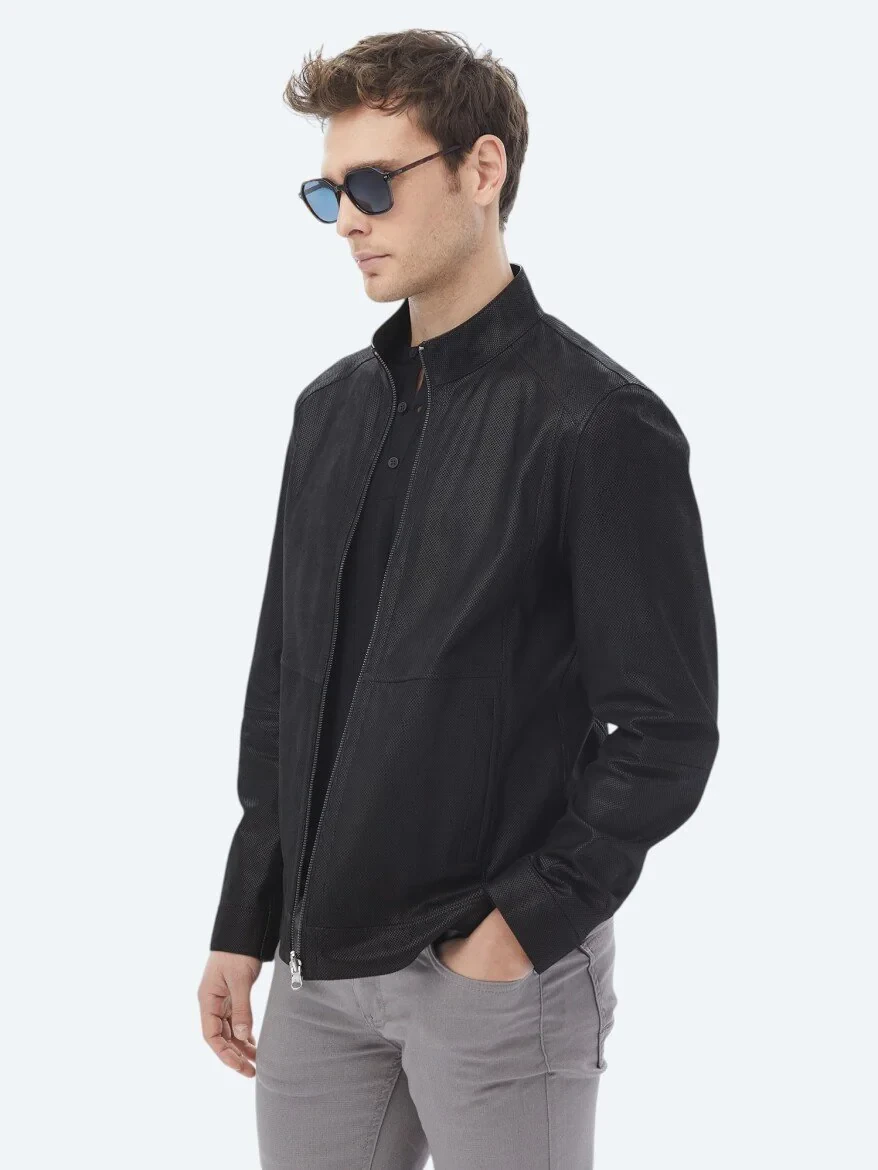 Black Double-Sided Leather Coat - 9