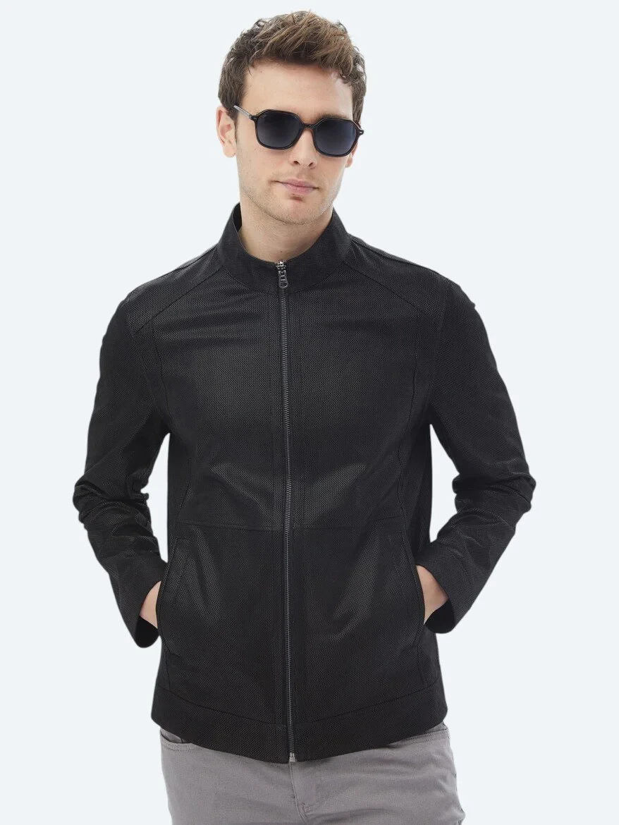 Black Double-Sided Leather Coat - 11