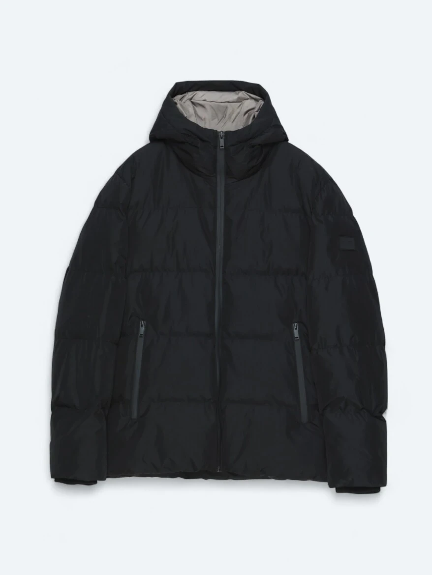 Black Hooded Casual Weaving Coat 