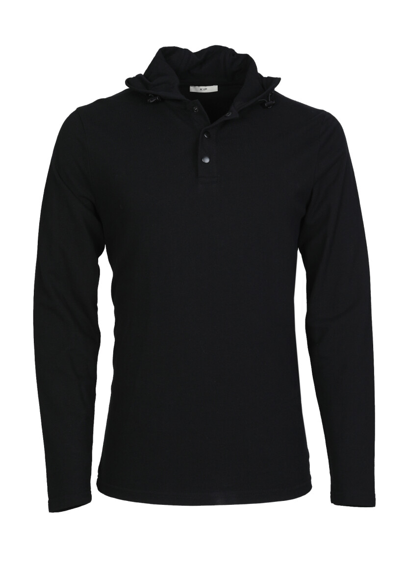 Black Hooded Plain Sweatshirt - 6