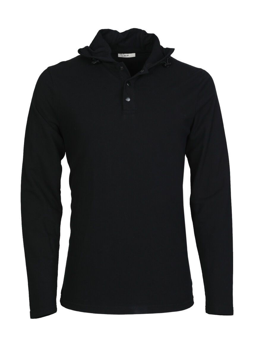 Black Hooded Plain Sweatshirt - 6