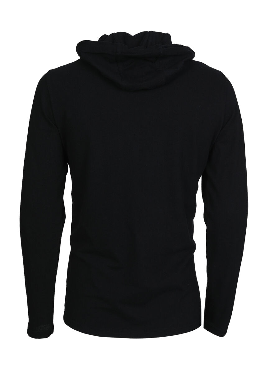 Black Hooded Plain Sweatshirt - 7