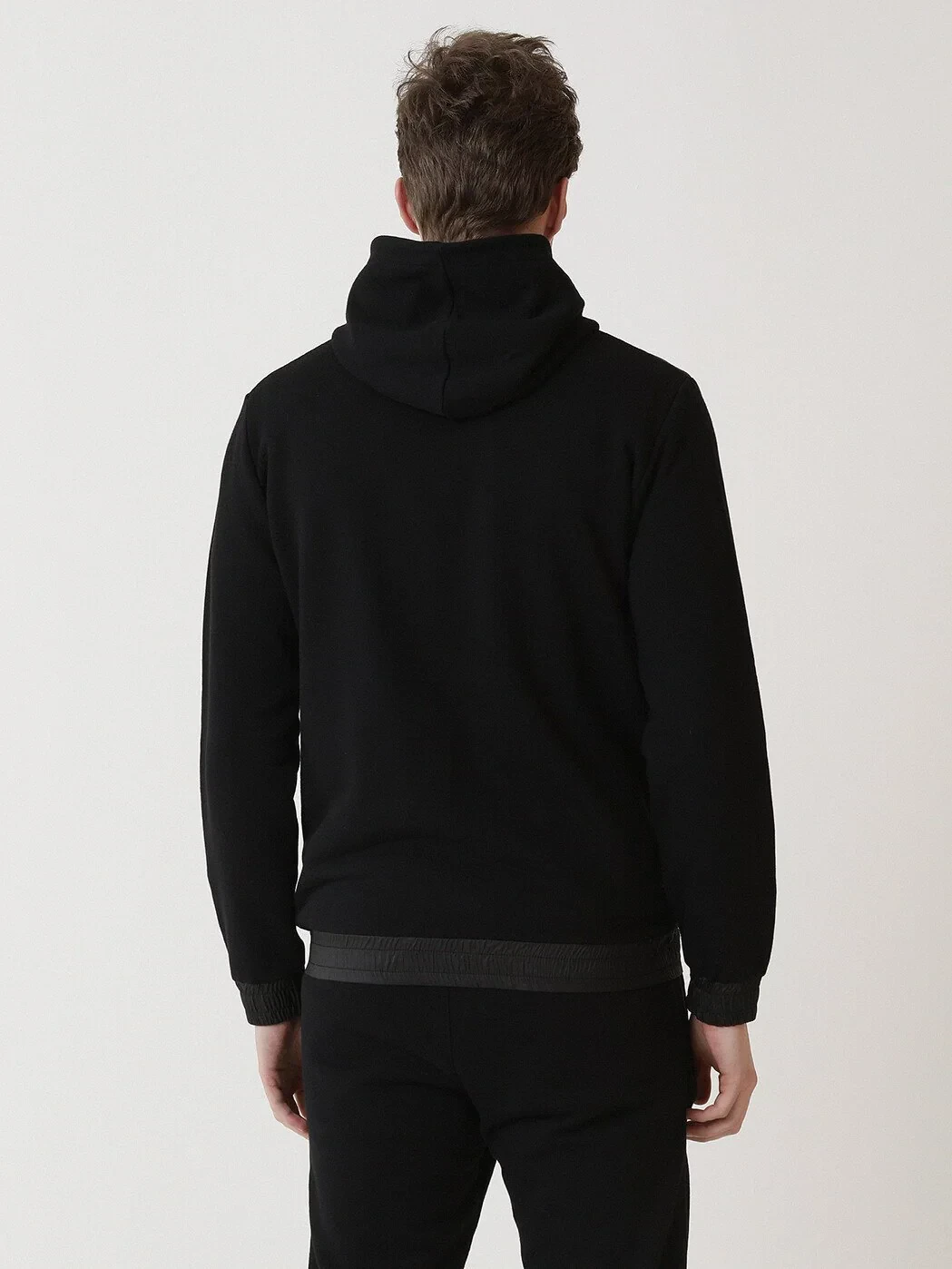 Black Hooded Plain Sweatshirt - 4