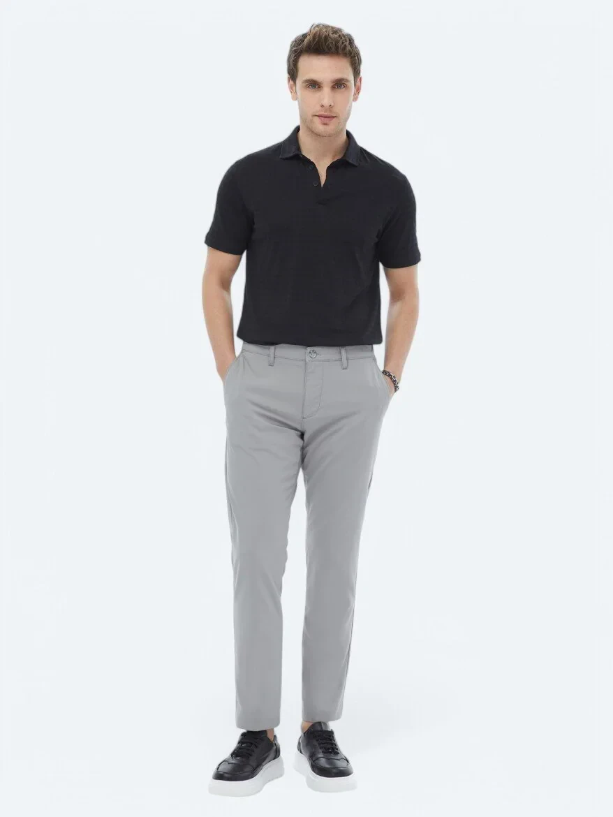 Black Jacquard Polo Neck 100% Cotton T-Shirt - 2