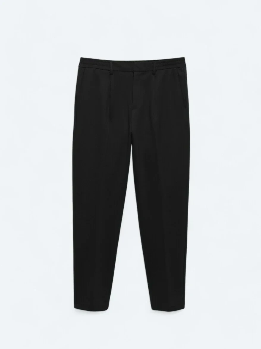 Black Knitting Carrot Fit Casual Trousers - 6