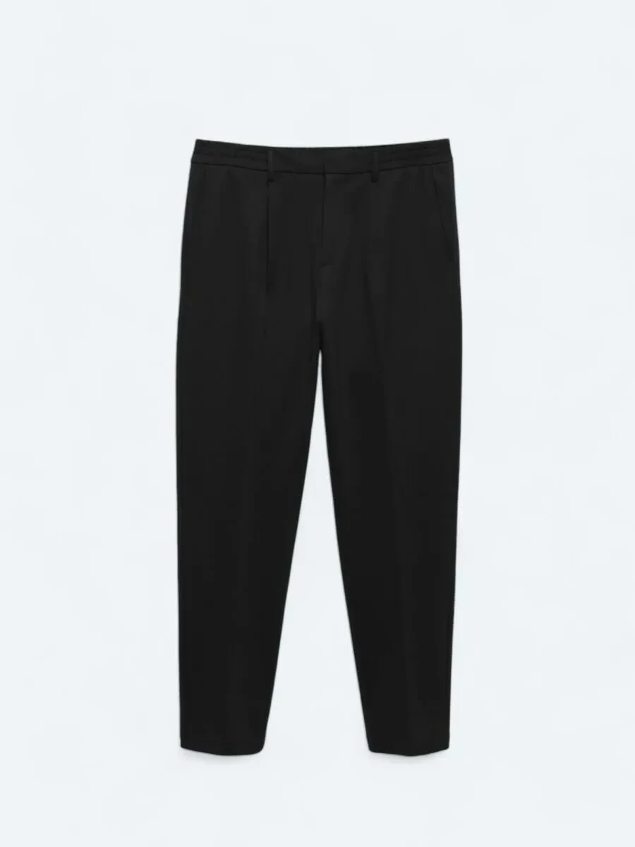 Black Knitting Carrot Fit Casual Trousers - 6
