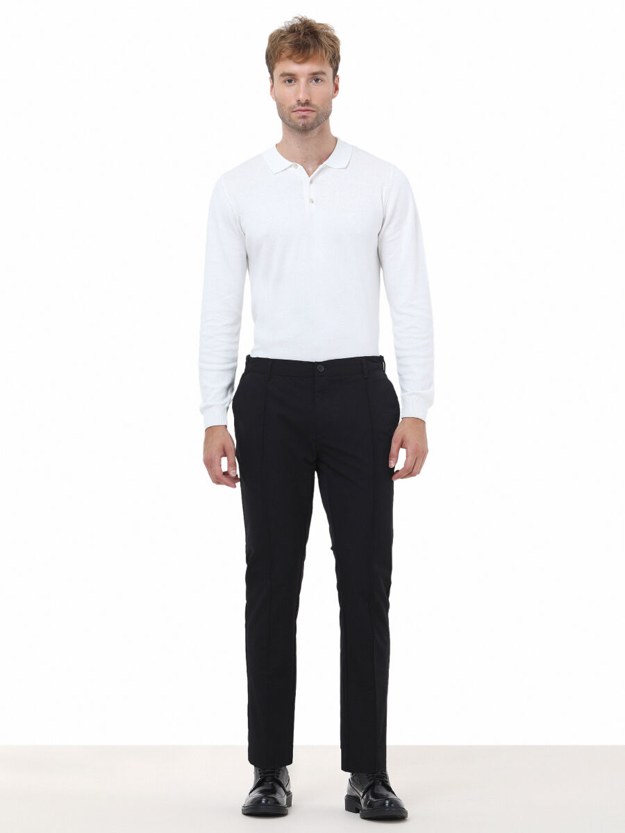 Black Knitting Jogging Fit Casual Trousers - 2