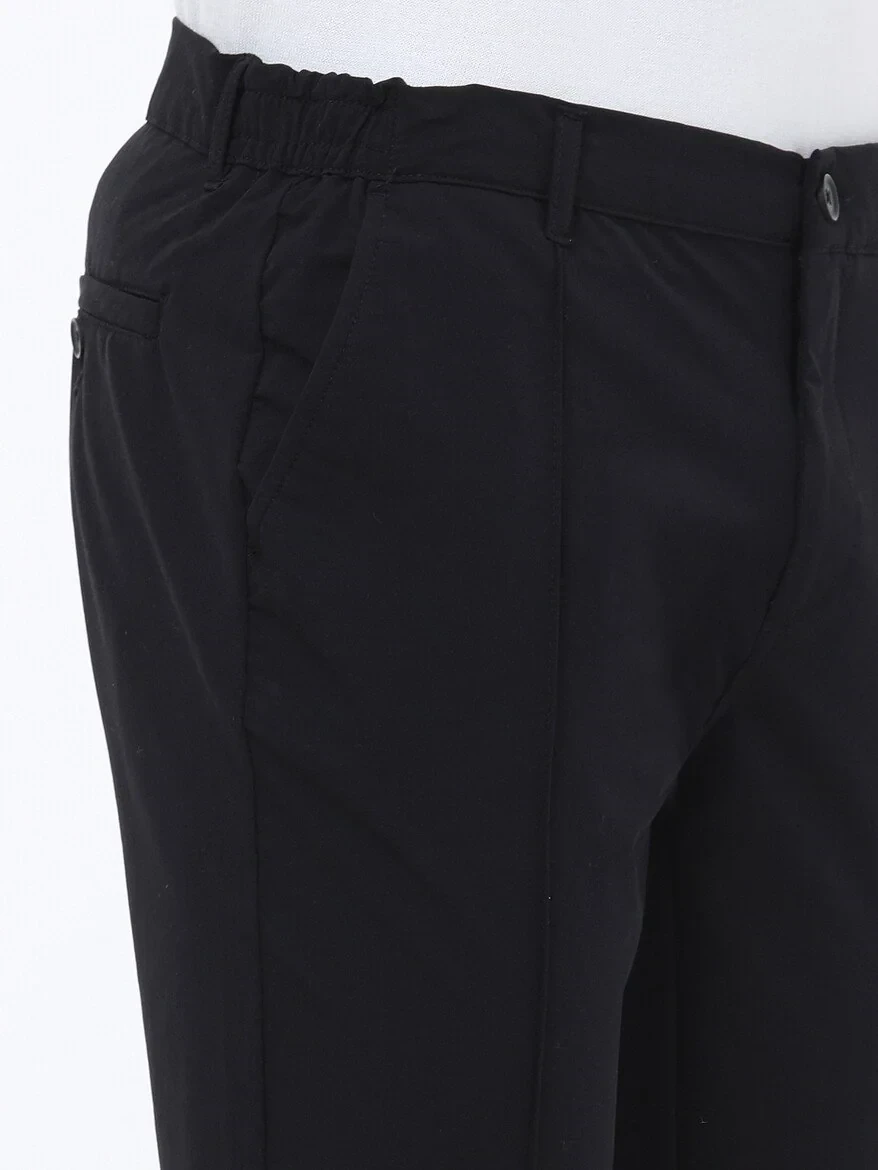 Black Knitting Jogging Fit Casual Trousers - 4