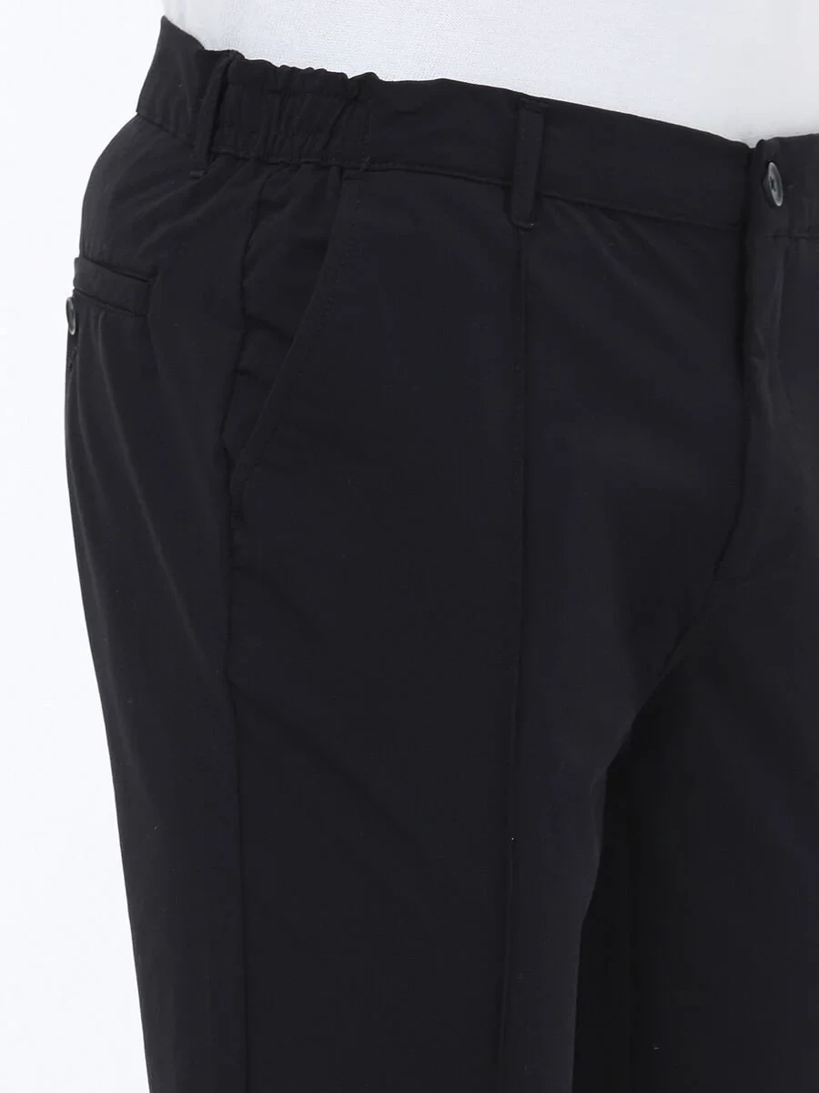 Black Knitting Jogging Fit Casual Trousers - 4