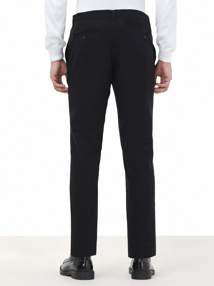 Black Knitting Jogging Fit Casual Trousers - 5