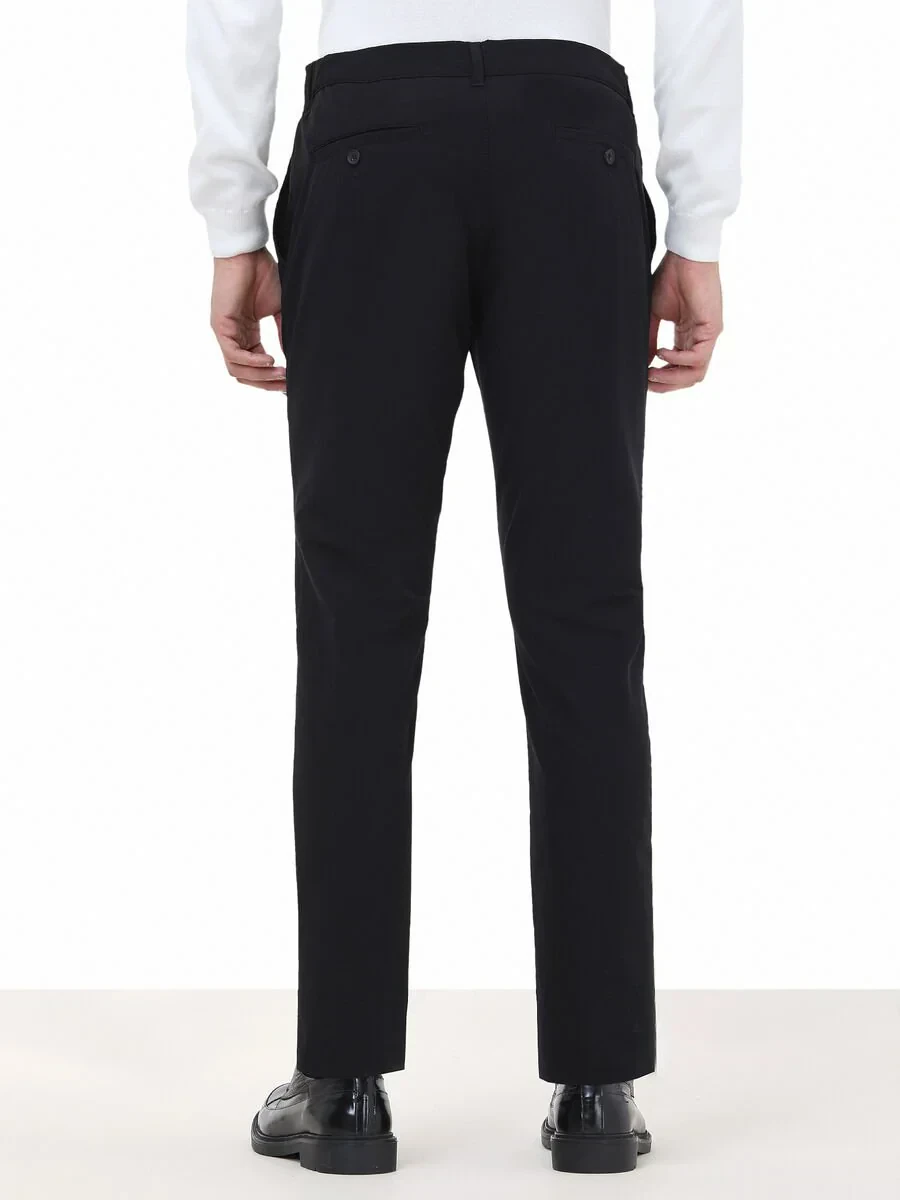Black Knitting Jogging Fit Casual Trousers - 5