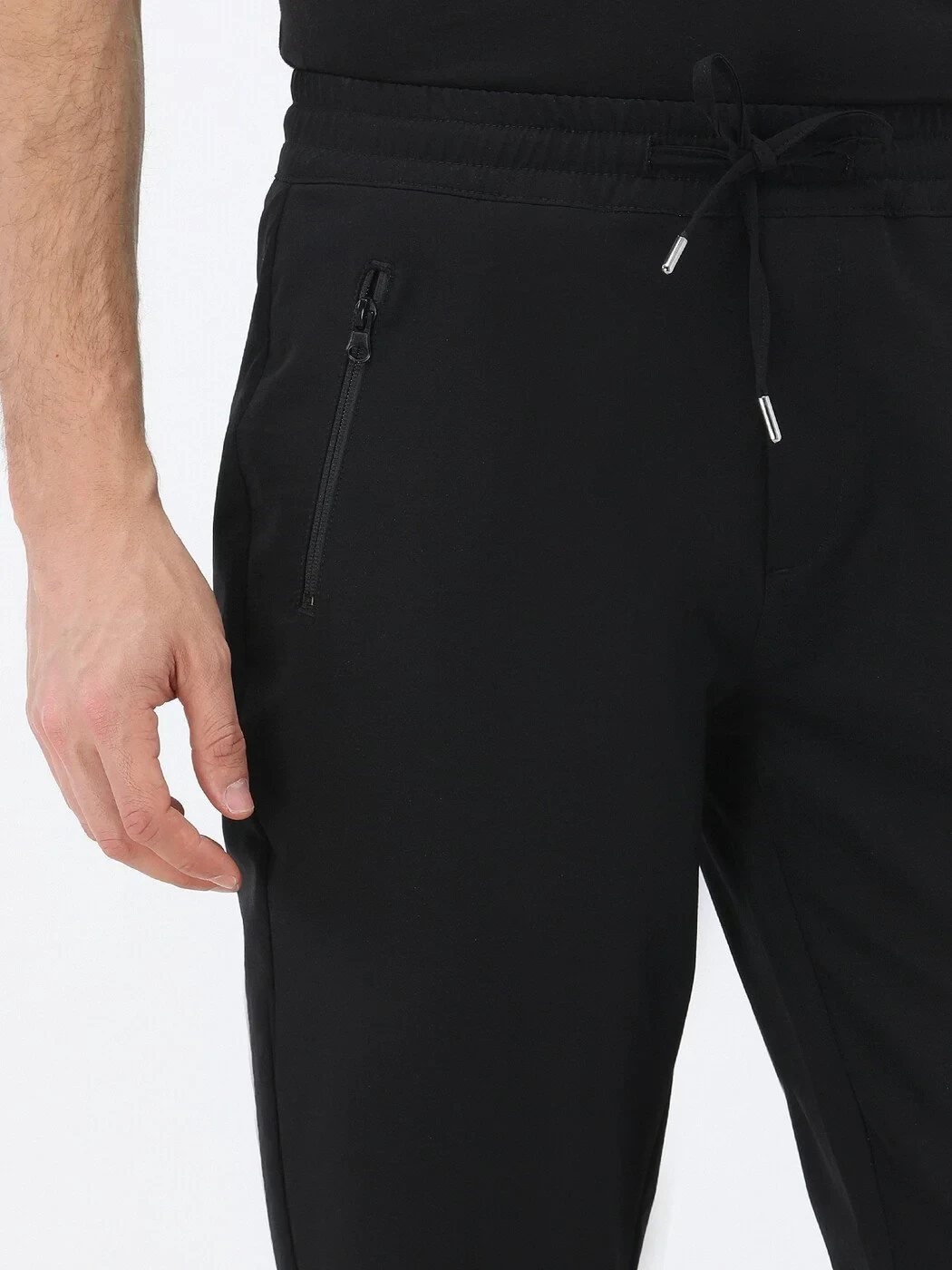 Black Knitting Jogging Fit Casual Trousers - 3